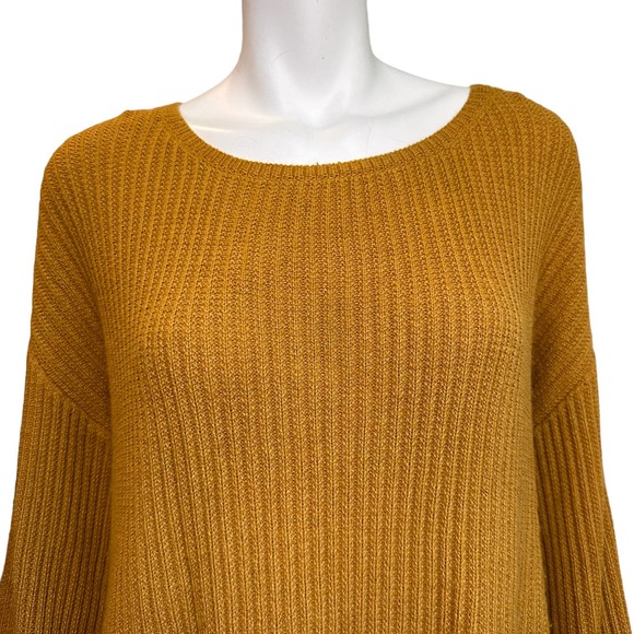 Nation LTD Chunky Boxy Super Long Sleeves Mustard Gold Sweater sz S - Picture 3 of 4